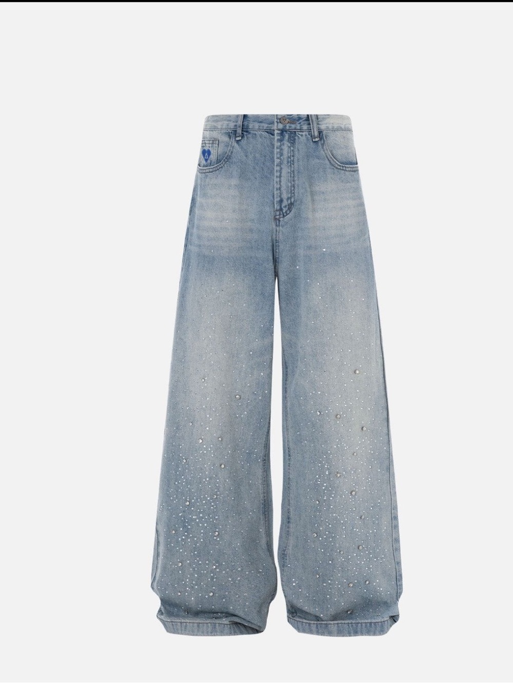 Aelfric Eden Light Blue Wide-Leg Embellished Jeans